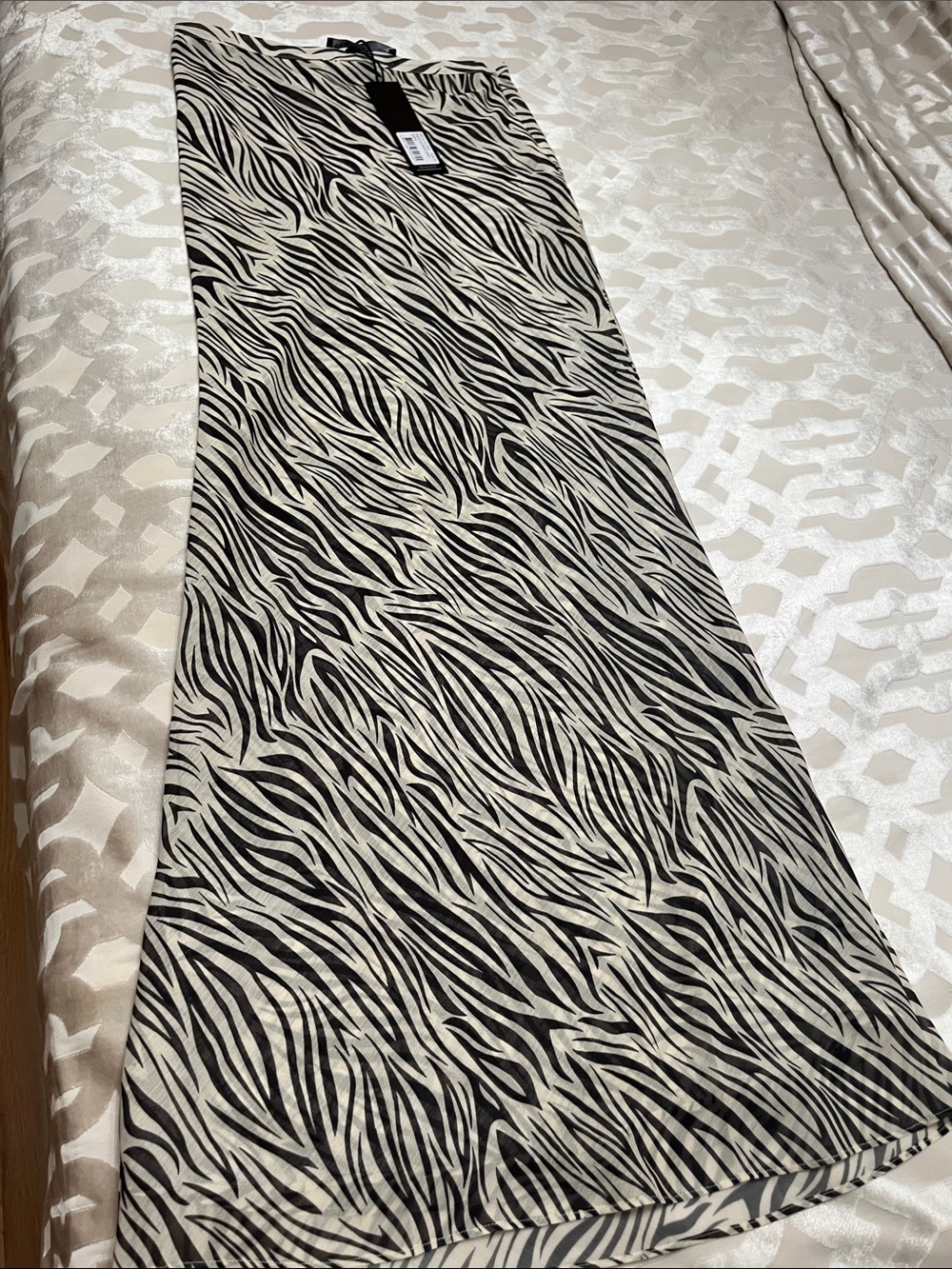 Lioness Black and Cream Zebra-Print Maxi Skirt